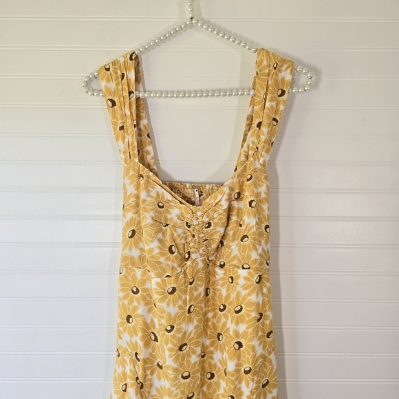 New Free People Rosalee Midi Sun Dress Medium Yellow Sundress - Picture 4 of 7